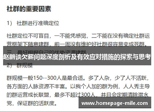 赵鹏谈欠薪问题深度剖析及有效应对措施的探索与思考